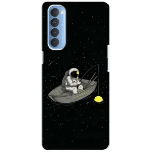 Силіконовый Чохол з принтом "Космонавти" на Oppo Reno 4 Pro (Космонавт на рибалці)