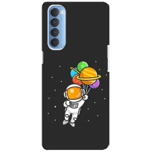 Силиконовый Чехол с принтом "Космонавты" на Oppo Reno 4 Pro (Космонавт с шариками)