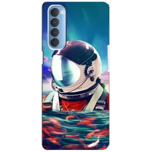 Силіконовый Чохол з принтом "Космонавти" на Oppo Reno 4 Pro (Космонавт у воді)