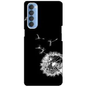 Силиконовый Чехол с одуванчиками на Oppo Reno 4 Pro (Одуванчик на чёрном)