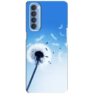 Силиконовый Чехол с одуванчиками на Oppo Reno 4 Pro (Одуванчик на голубом)