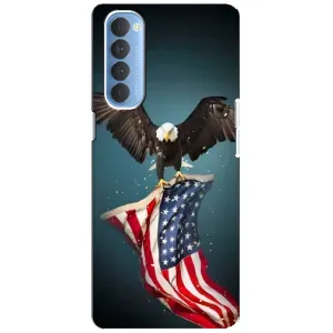 Чехол Флаг USA для Oppo Reno 4 Pro (Орел и флаг)