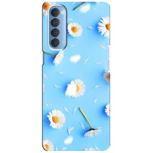 Чехол с Цветами для Oppo Reno 4 Pro (ромашки на голубом)