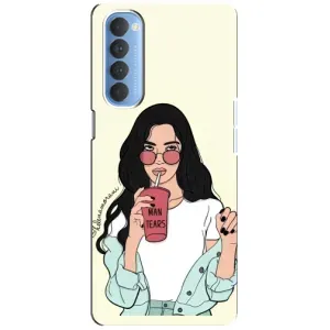 Силиконовый Чехол на Oppo Reno 4 Pro с картинкой Стильных Девушек (С напитком)