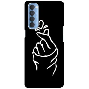Чохол (Знак сердечка) для Oppo Reno 4 Pro (Сердечко на чорному)
