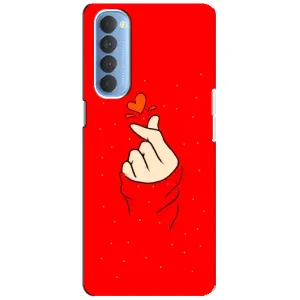 Чохол (Знак сердечка) для Oppo Reno 4 Pro (Сердечко на червоному)
