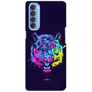Силіконовий бампер з картинкою звірів для Oppo Reno 4 Pro (Тигр-Арт)