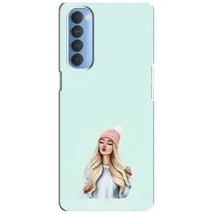 Силиконовый Чехол на Oppo Reno 4 Pro с картинкой Стильных Девушек (В шапке)