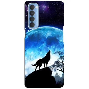 Чохол з Вовком на Oppo Reno 4 Pro (Виє на місяць)