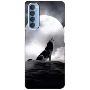 Чохол з Вовком на Oppo Reno 4 Pro (Вовк і місяць)