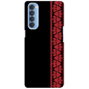 Силиконовый Чехол на Oppo Reno 4 Pro с картинкой Вышиванки (Вышиванка на черном)