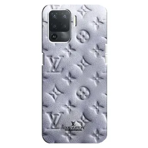 Текстурный Чехол Louis Vuitton для Оппо Рено 5 Лайт (Белый ЛВ)