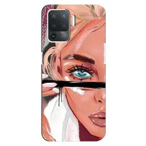 Силиконовый Чехол на OPPO Reno 5 Lite с картинкой Стильных Девушек (Девушка и ресницы)