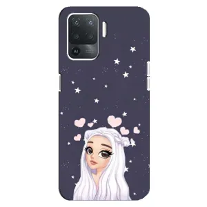 Чехол Стильные девушки на OPPO Reno 5 Lite (Девушка и сердечки)