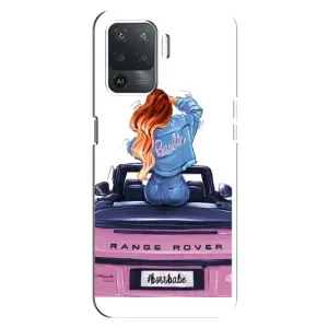 Силиконовый Чехол на OPPO Reno 5 Lite с картинкой Стильных Девушек (Девушка на машине)