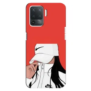 Силиконовый Чехол на OPPO Reno 5 Lite с картинкой Стильных Девушек (Девушка Nike)