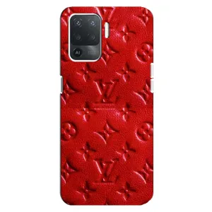 Текстурный Чехол Louis Vuitton для Оппо Рено 5 Лайт (Красный ЛВ)