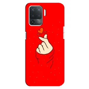 Чохол (Знак сердечка) для OPPO Reno 5 Lite (Сердечко на червоному)