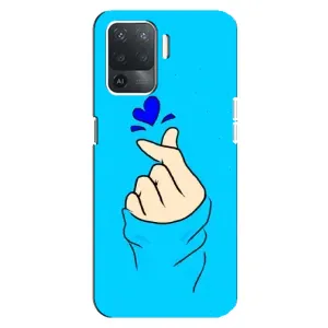 Чохол (Знак сердечка) для OPPO Reno 5 Lite (Сердечко на синоьому)