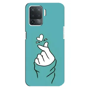 Чохол (Знак сердечка) для OPPO Reno 5 Lite (Сердечко на бірюзовому)