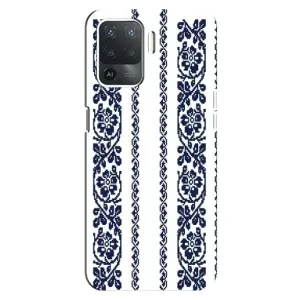 Силиконовый Чехол на OPPO Reno 5 Lite с картинкой Вышиванки (Синяя вышиванка)