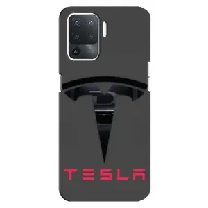 Силіконовий бампер з картинкою машини на OPPO Reno 5 Lite (Logo TESLA)