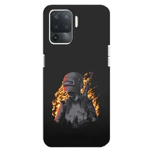 Силиконовый чехол с картинкой "Герой Pubg" на OPPO Reno 5 Lite (В огне)