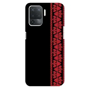 Силиконовый Чехол на OPPO Reno 5 Lite с картинкой Вышиванки (Вышиванка на черном)