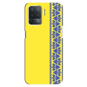 Силиконовый Чехол на OPPO Reno 5 Lite (Вышиванка на желтом)