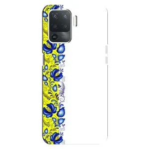 Силиконовый Чехол на OPPO Reno 5 Lite с картинкой Вышиванки (Желто-синяя вышиванка)