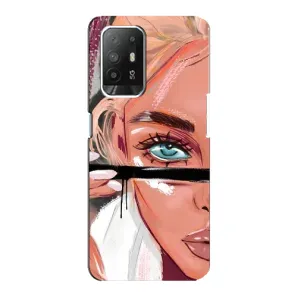 Силіконовый Чохол на Oppo Reno 5z з картинкой Модных девушек (Дівчина та вії)