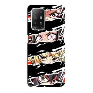 Силіконові чохлі з очіма Anime для Оппо Рено 5з (Очі на чорному)