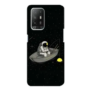 Силіконовый Чохол з принтом "Космонавти" на Oppo Reno 5z (Космонавт на рибалці)