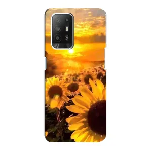 Чехол с Цветами для Oppo Reno 5z (поле подсолнухов)