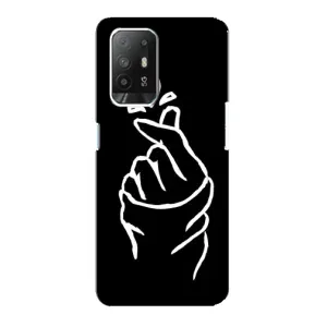 Чехлы (Знак сердечка) на Oppo Reno 5z (Сердце на черном)