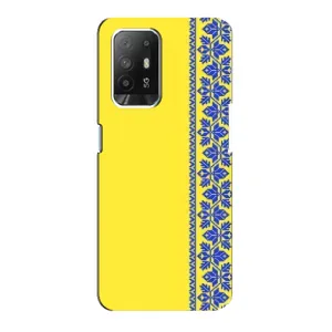 Силиконовый Чехол на Oppo Reno 5z (Вышиванка на желтом)