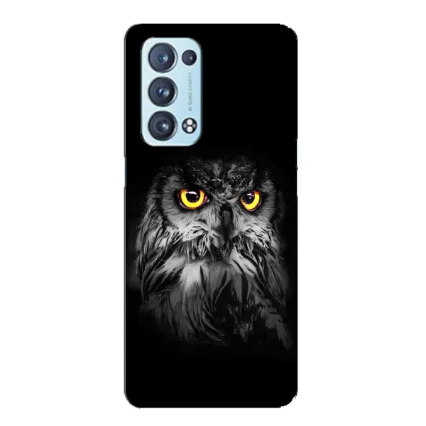 Чехол с рисунком «Сова на чёрном» для OPPO Reno6 Pro Plus 5G