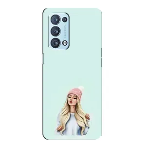 Силиконовый Чехол на Oppo Reno6 Pro Plus 5G с картинкой Стильных Девушек (В шапке)