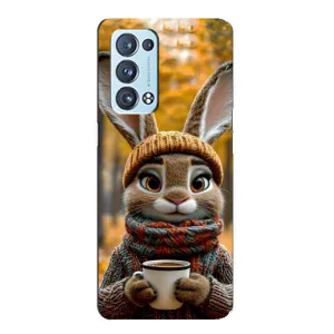 Печатный чехол «Зверята с кофе» для Oppo Reno6 Pro Plus 5G (Зайчик с кофе)