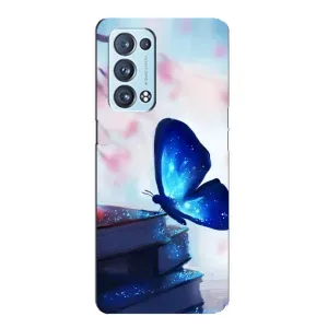 Силиконовый бампер с картинкой животных для Oppo Reno6 Pro 5G (Бабочка синяя)
