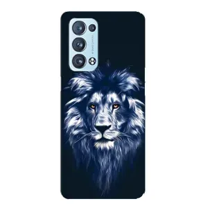 Чехол с картинкой на Oppo Reno6 Pro 5G (Лев - синий)