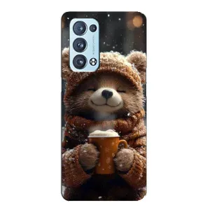 Печатный чехол «Зверята с кофе» для Oppo Reno6 Pro 5G (Медвежонок с кофе)
