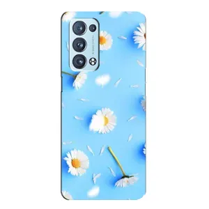 Чохол з Квітами для Oppo Reno6 Pro 5G (ромашки на блакитному)