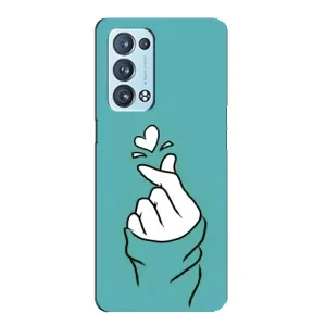 Чехлы (Знак сердечка) на Oppo Reno6 Pro 5G (Сердечко на бирюзовом)