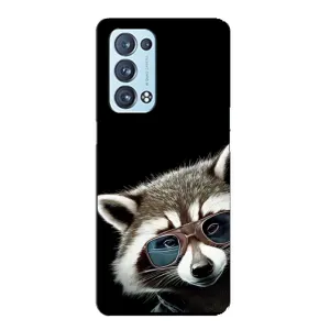 Силиконовый Чехол с Енотами на Oppo Reno6 Pro 5G (Стильный Енот)