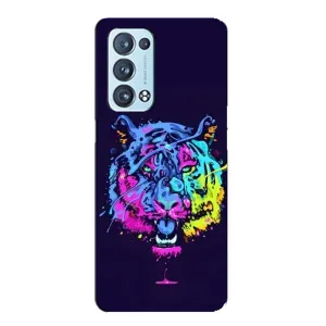 Силиконовый бампер с картинкой животных для Oppo Reno6 Pro 5G (Тигр-Арт)