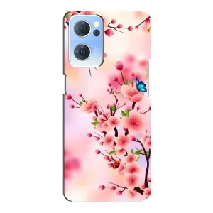 Чехол с принтом САКУРЫ на Oppo Reno7 5G (Бабочки на сакуре)