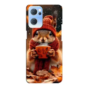 Друкований чохол 'Звірята з кавою' для Oppo Reno7 5G (Білка з кавою)
