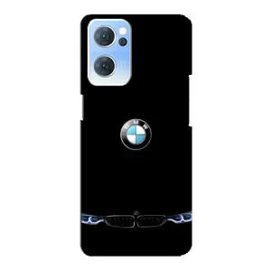 Силиконовый бампер с картинкой машины на Oppo Reno7 5G (Черный BMW)