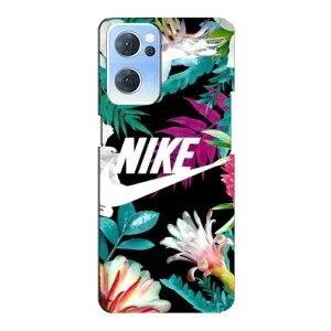 Силіконовый Чохол на Oppo Reno7 5G з картинкою НАЙК (Квітковий Nike)